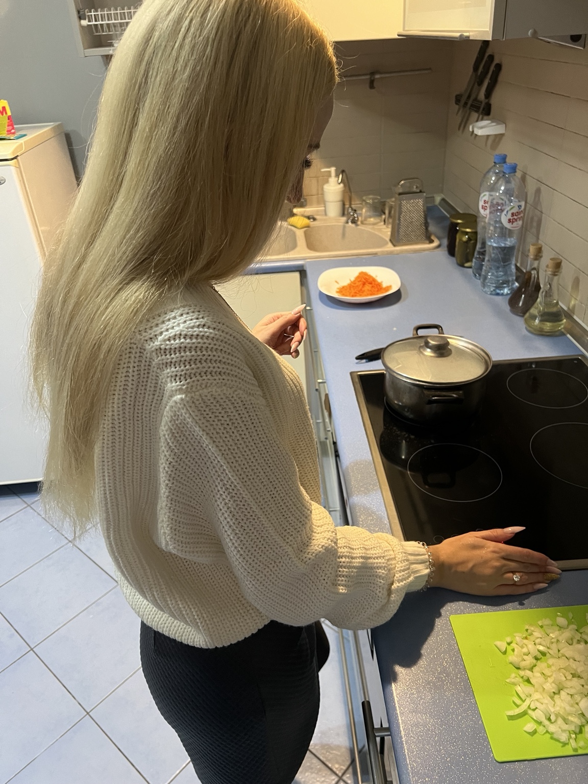 Katya cooking at home